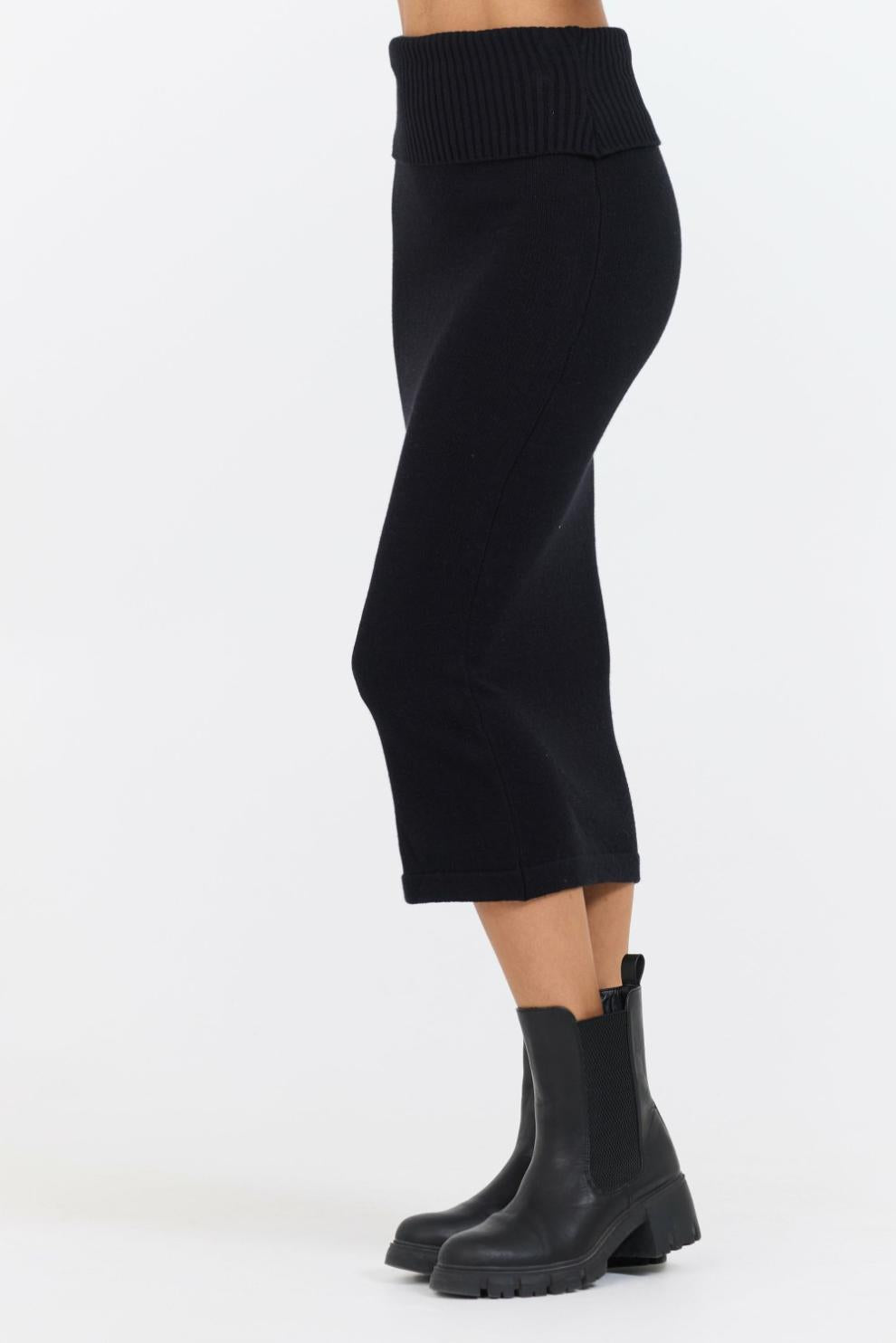 Vintage Havana All Bottoms | Women Black Knit Midi Skirt Black