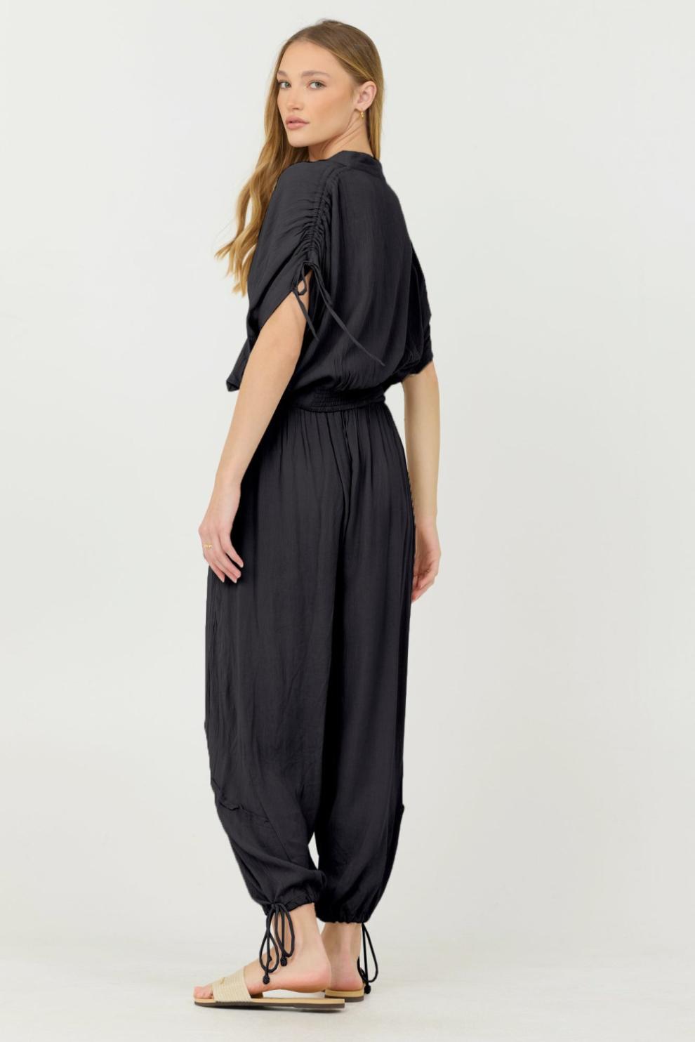 Vintage Havana All Bottoms | Women Black Rayon Crinkle Bottom Pants Black
