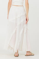 Vintage Havana All Bottoms | Women Clean White Rayon Crinkle Ruffle Maxi Skirt Clean White