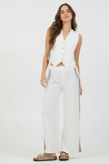 Vintage Havana All Bottoms | Women Cream Heather Grey Texture Knit Pant W Contrast Rib Cream Heather Grey