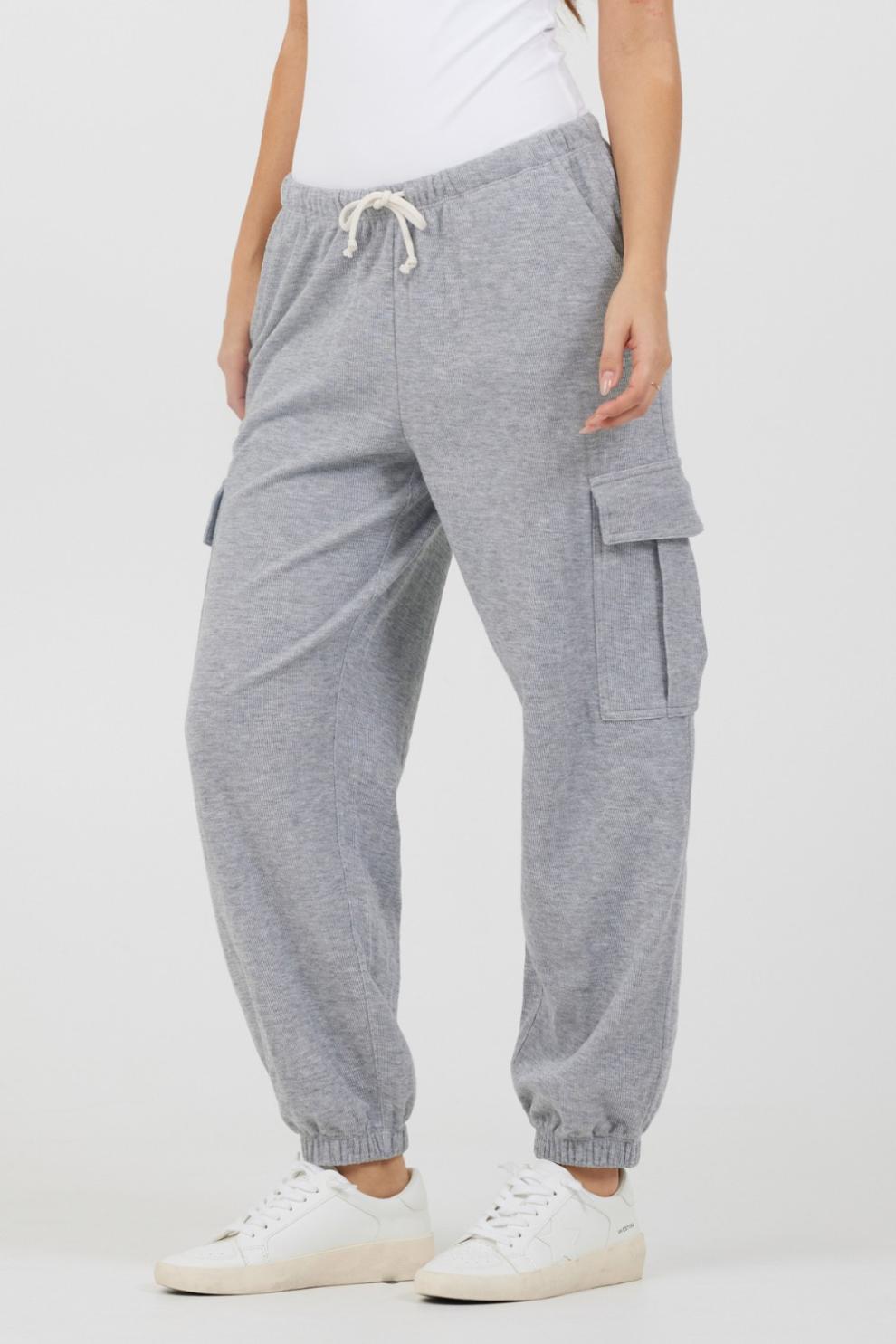 Vintage Havana All Bottoms | Women Heather Grey Bounded Textured Jersey Cargo Heather Grey