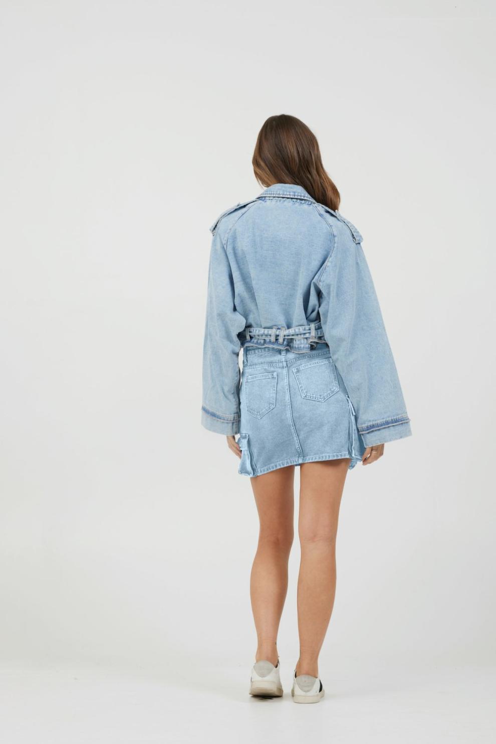Vintage Havana All Bottoms | Women Light Wash Denim Cargo Skirt Light Wash