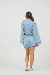 Vintage Havana All Bottoms | Women Light Wash Denim Cargo Skirt Light Wash