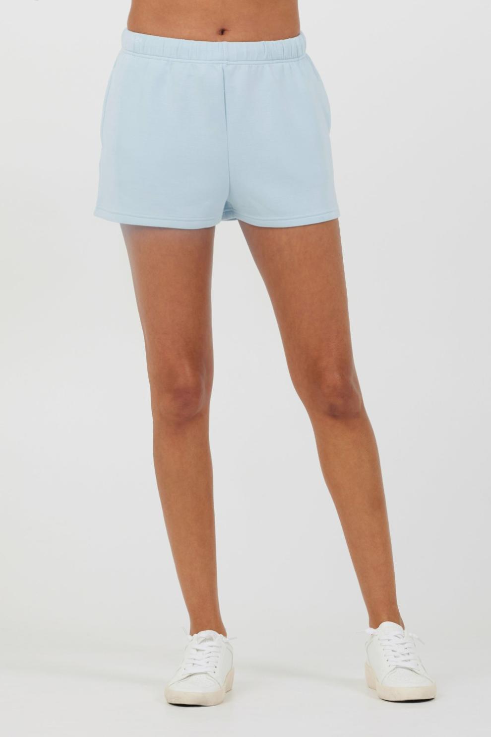 Vintage Havana All Bottoms | Women Sailboat Blue Cloud Fleece Shorts Sailboat Blue