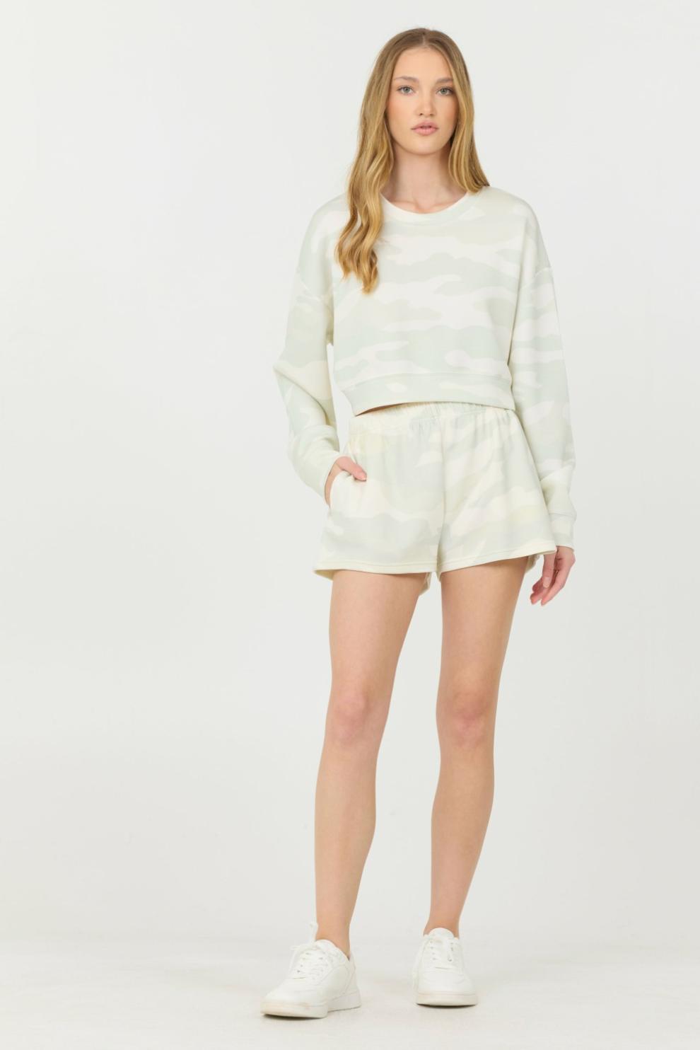 Vintage Havana All Bottoms | Women Spring Camo Printed Cloud Fleece Shorts Spring Camo