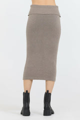 Vintage Havana All Bottoms | Women Stone Grey Knit Midi Skirt Grey