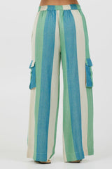 Vintage Havana All Bottoms | Women Teal Green &amp; Metallic Stripe Lightweight Pants Teal Green