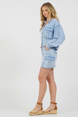Vintage Havana All Bottoms | Women Washed Denim Tencel Cargo Pocket Skirt Washed Denim