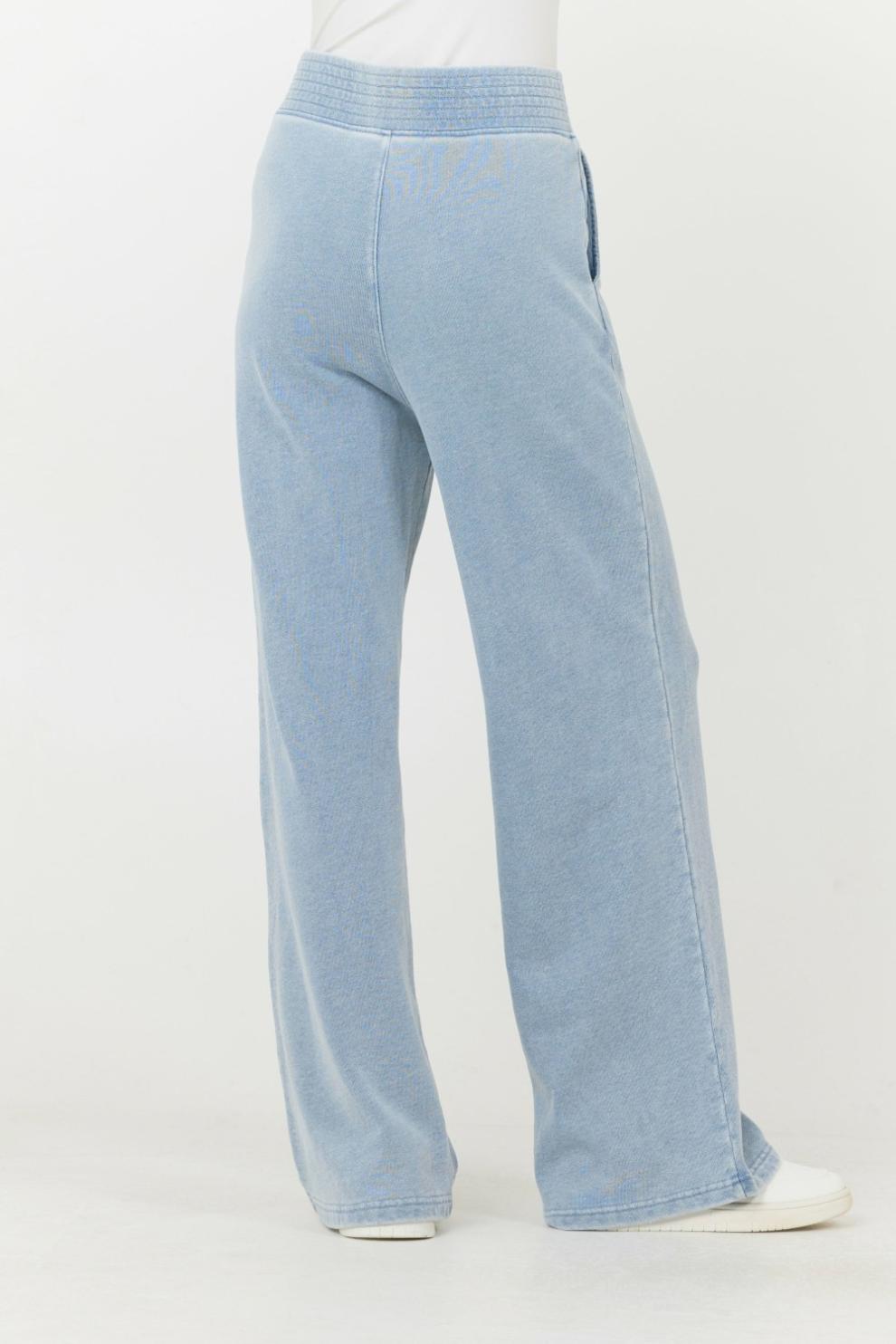 Vintage Havana All Bottoms | Women Washed Denim Terry Fleece Pant Washed Denim