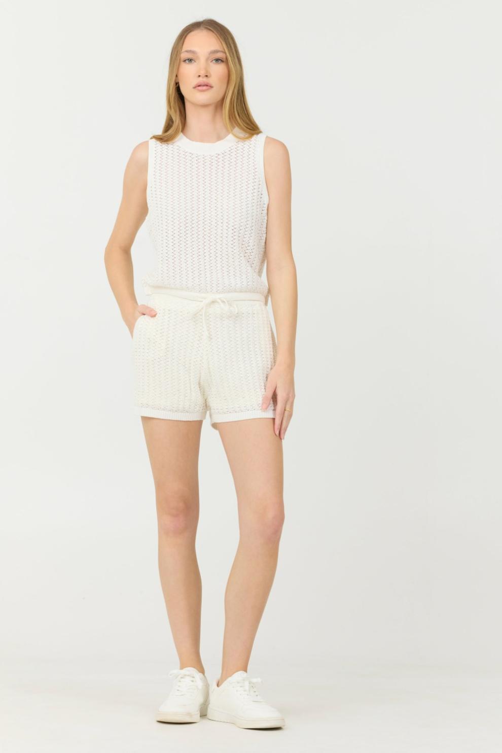 Vintage Havana All Bottoms | Women White Open Crochet Shorts White