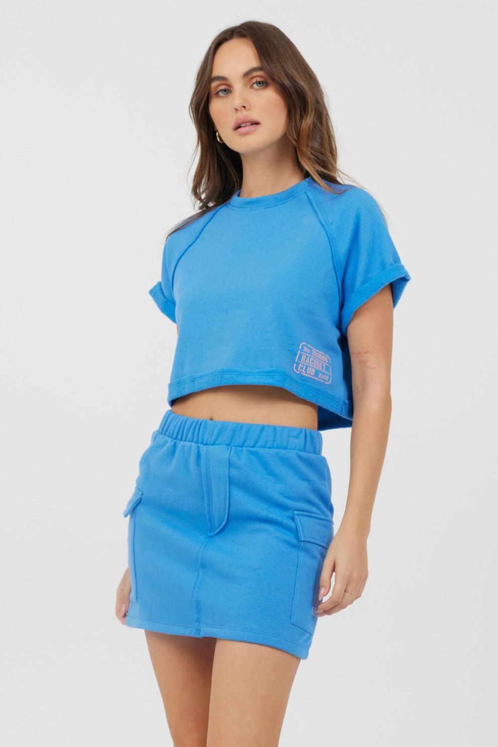 Vintage Havana Casual Tops | Women Azure Blue Fleece Tee W/ Print Azure Blue