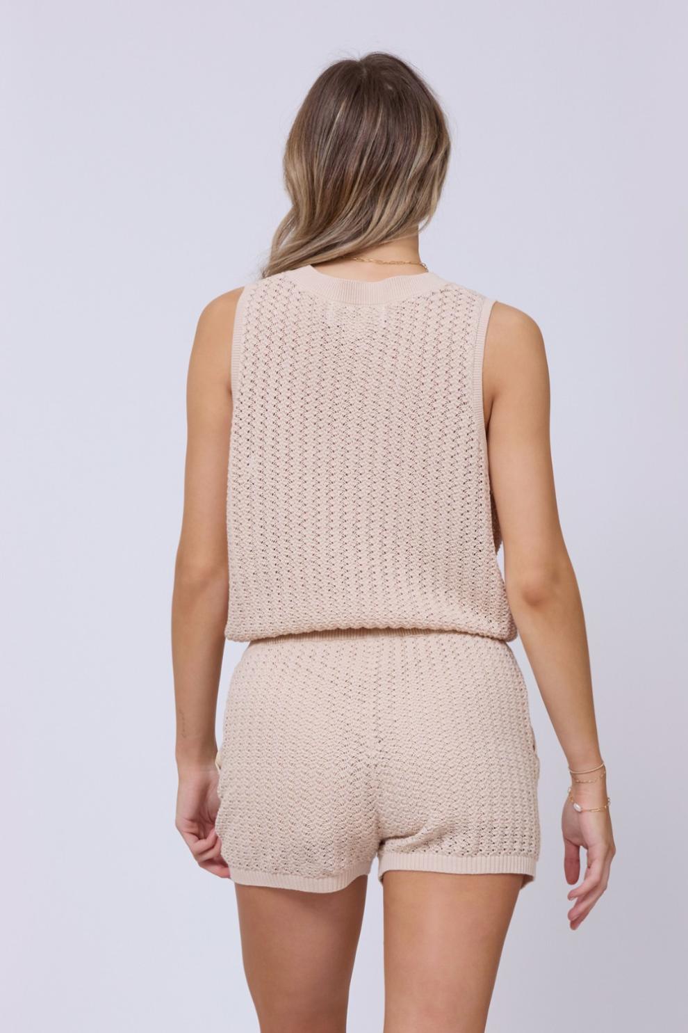 Vintage Havana Casual Tops | Women Bali Beige Open Crochet Tie Tank Bali Beige