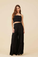 Vintage Havana Casual Tops | Women Black Cotton Voille Front Button Tank Black