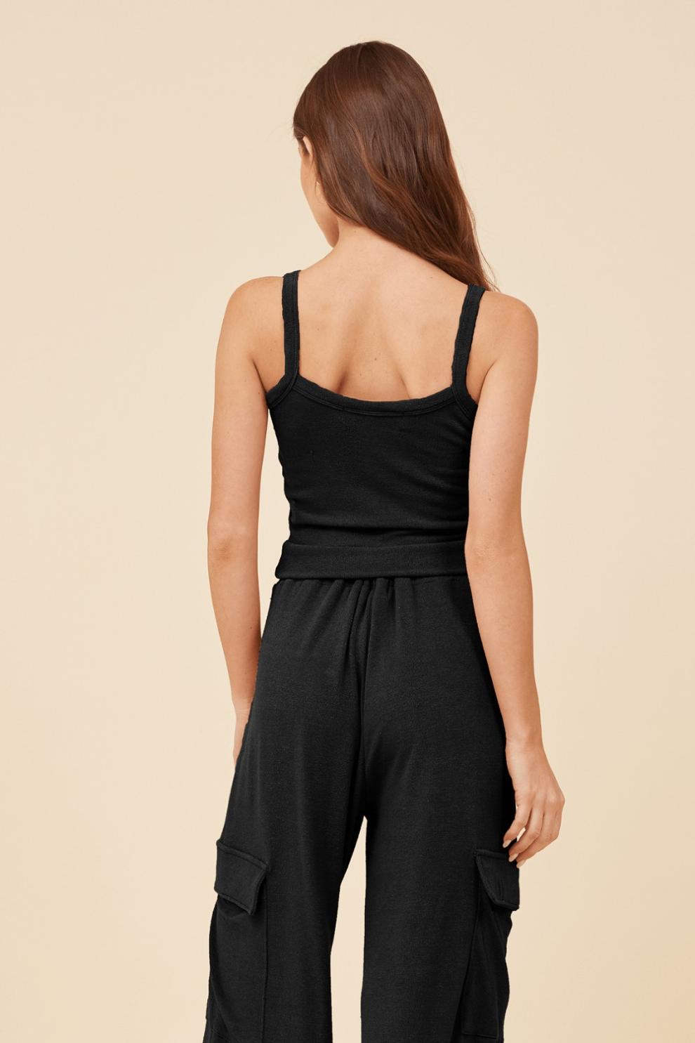 Vintage Havana Casual Tops | Women Black Knit Terry Tank Black