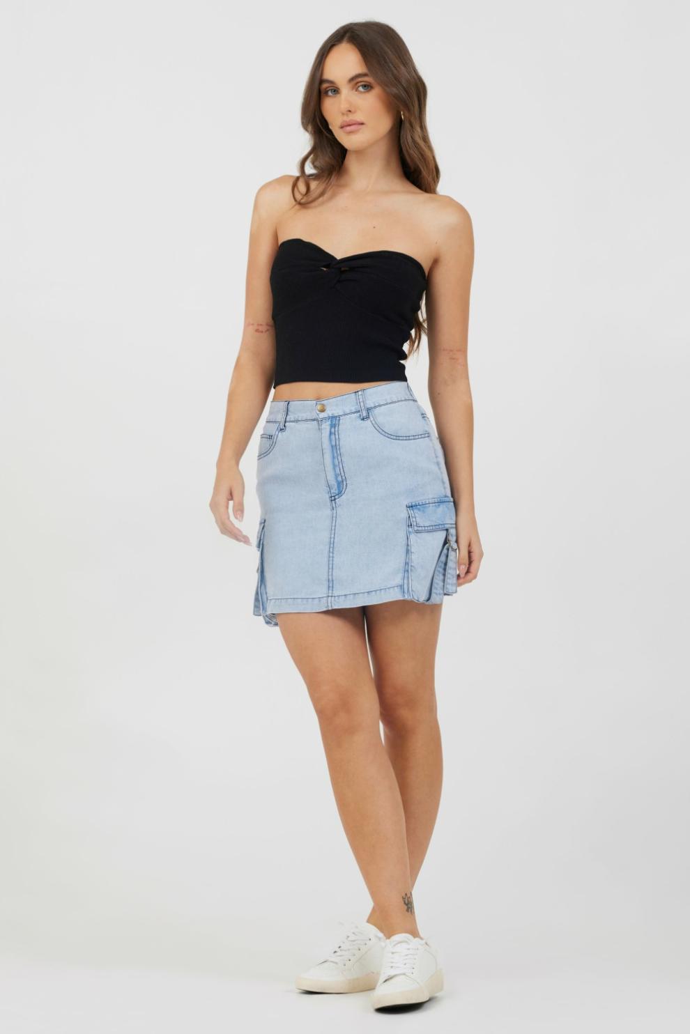 Vintage Havana Casual Tops | Women Black Rib Knit Twist Front Tube Top Black