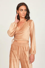 Vintage Havana Casual Tops | Women Camel Velour Surplice Top Camel