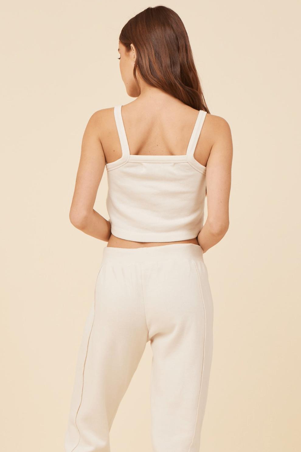 Vintage Havana Casual Tops | Women Coconut White Solid Burnout Fleece Tank Coconut White