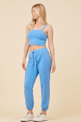 Vintage Havana Casual Tops | Women French Blue Solid Burnout Fleece Tank French Blue