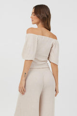 Vintage Havana Casual Tops | Women Heather Oatmeal Drapey Knit Puff Sleeve Top Heather Oatmeal