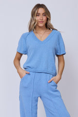 Vintage Havana Casual Tops | Women Hightide Blue Relaxed Rib Knit Top Hightide Blue