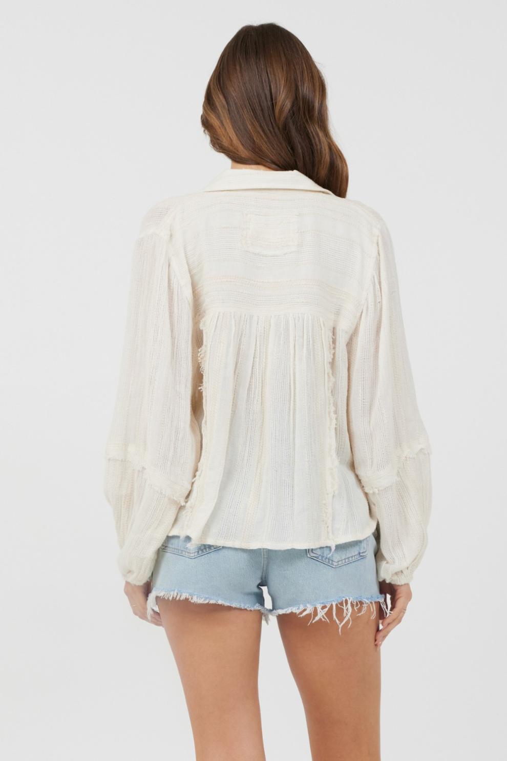 Vintage Havana Casual Tops | Women Ivory Multi Texture Polo Blouse Ivory