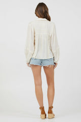 Vintage Havana Casual Tops | Women Ivory Multi Texture Polo Blouse Ivory