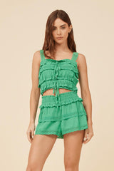 Vintage Havana Casual Tops | Women Kelly Green Lacey Trim Layered Tank Kelly Green
