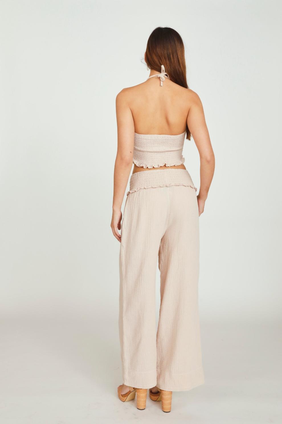 Vintage Havana Casual Tops | Women Mauve Garment Washed Gauze Halter Top Mauve Garment