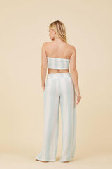 Vintage Havana Casual Tops | Women Mint &amp; White Cabana Stripe Gauze Bandeau Crop Top Mint / White