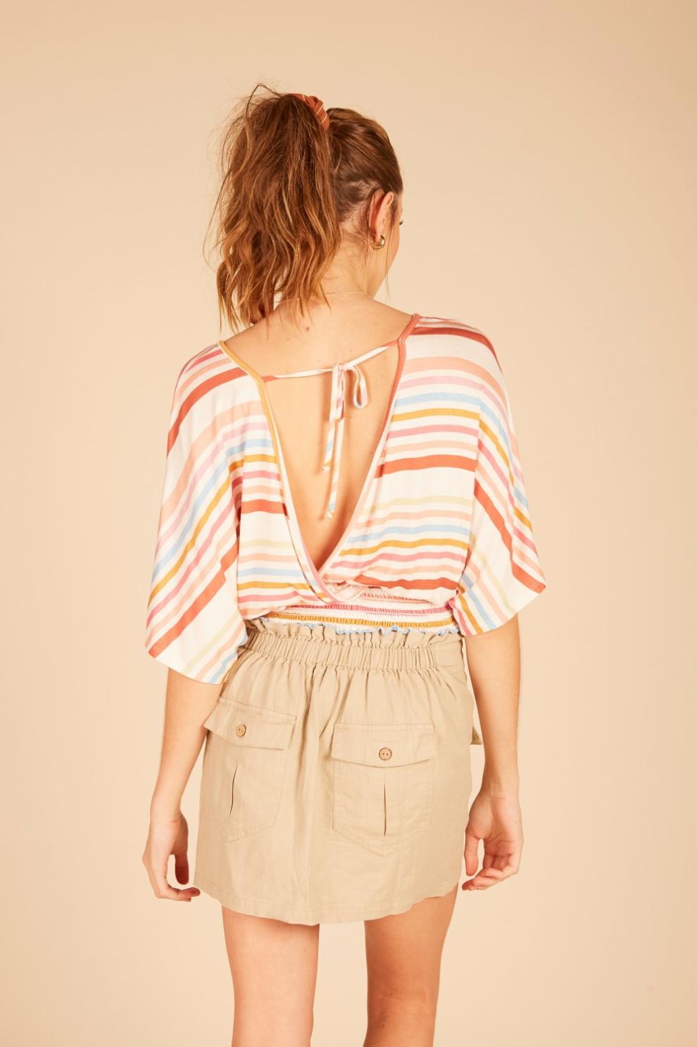 Vintage Havana Casual Tops | Women Multi Striped Surplice Top White/bright Multi