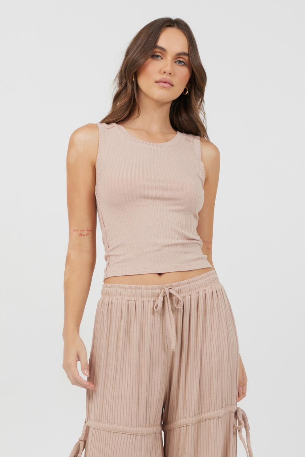 Vintage Havana Casual Tops | Women Nude Wide Rib Fitted Tank Nude