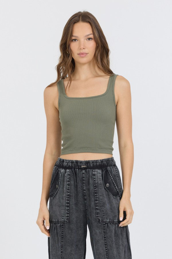 Vintage Havana Casual Tops | Women Olive Seamless Tank Top Olive