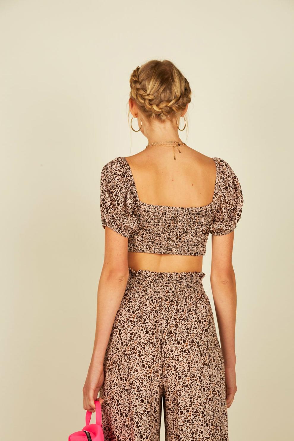 Vintage Havana Casual Tops | Women Pink Mini Leopard Crop Top Pink Leopard