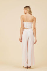 Vintage Havana Casual Tops | Women Pink &amp; White Cabana Stripe Gauze Bandeau Crop Top Pink / White