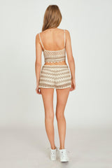 Vintage Havana Casual Tops | Women Sand/Khaki Knit Crochet Tank Top Khaki