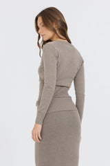 Vintage Havana Casual Tops | Women Stone Grey Slim Fit Knit Button Down Stone Grey