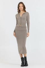 Vintage Havana Casual Tops | Women Stone Grey Slim Fit Knit Button Down Stone Grey