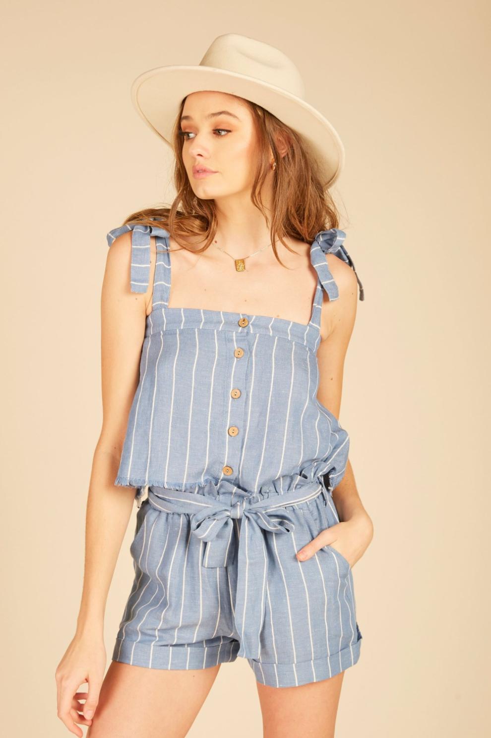 Vintage Havana Casual Tops | Women Striped Linen Tank