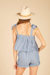 Vintage Havana Casual Tops | Women Striped Linen Tank