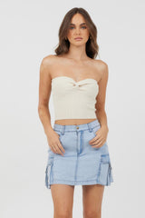 Vintage Havana Casual Tops | Women Sunrise Sand Rib Knit Twist Front Tube Top Sunrise Sand