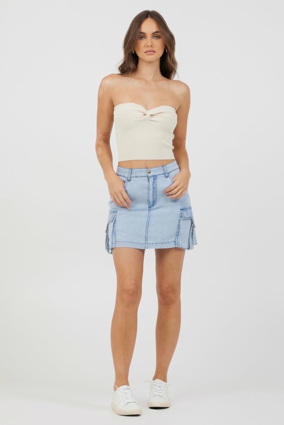 Vintage Havana Casual Tops | Women Sunrise Sand Rib Knit Twist Front Tube Top Sunrise Sand