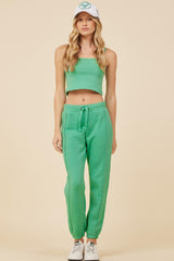 Vintage Havana Casual Tops | Women Surf Green Solid Burnout Fleece Tank Surf Green