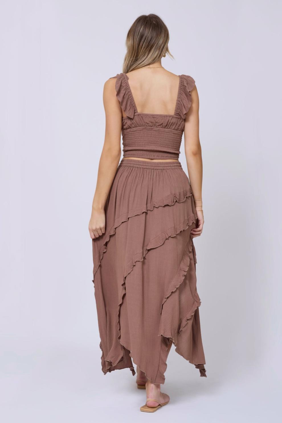Vintage Havana Casual Tops | Women Washed Mocha Rayon Crinkle Flutter Sleeve Top Washed Mocha