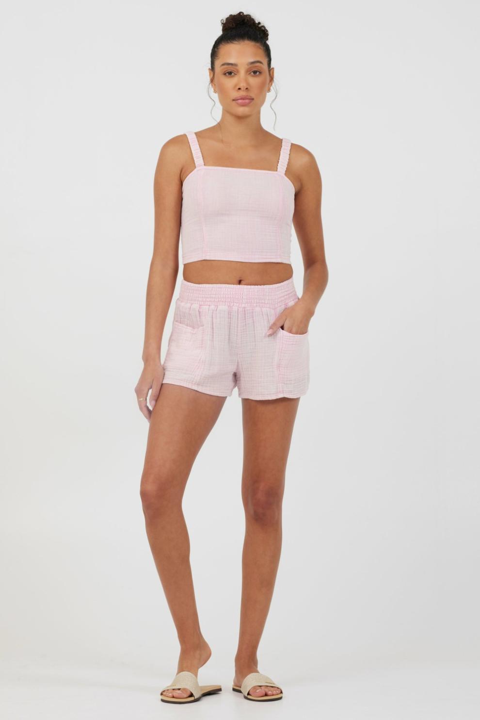 Vintage Havana Casual Tops | Women Washed Pink Gauze Cropped Tank Washed Pink