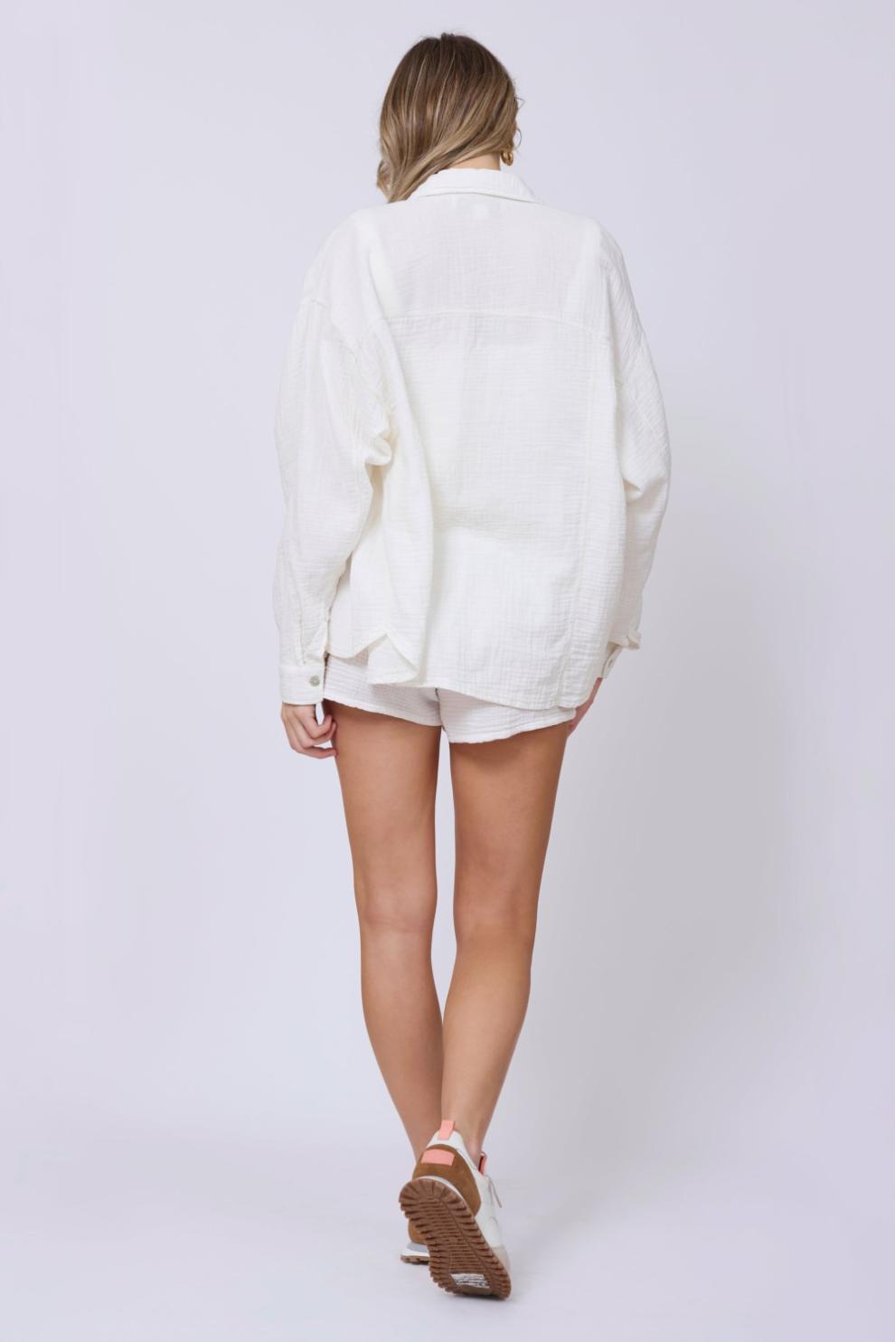 Vintage Havana Casual Tops | Women Washed White Gauze Button Up Washed White