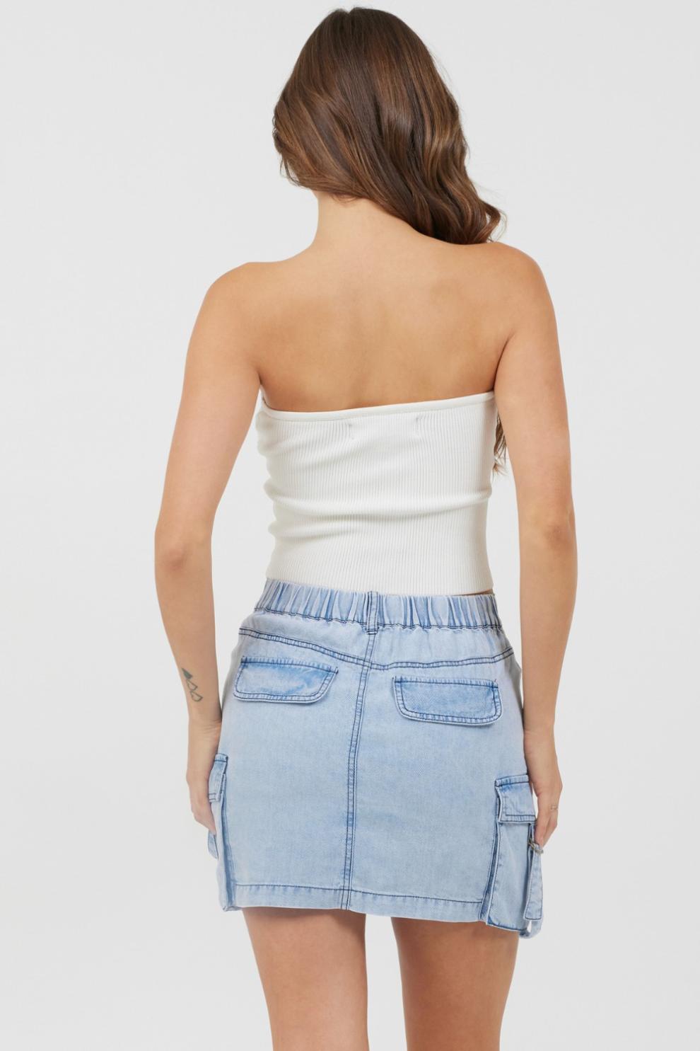 Vintage Havana Casual Tops | Women White Rib Knit Twist Front Tube Top White