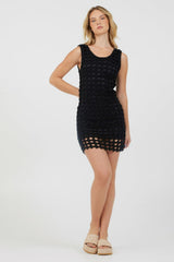 Vintage Havana Dresses | Women Black Open Crochet Dress Black