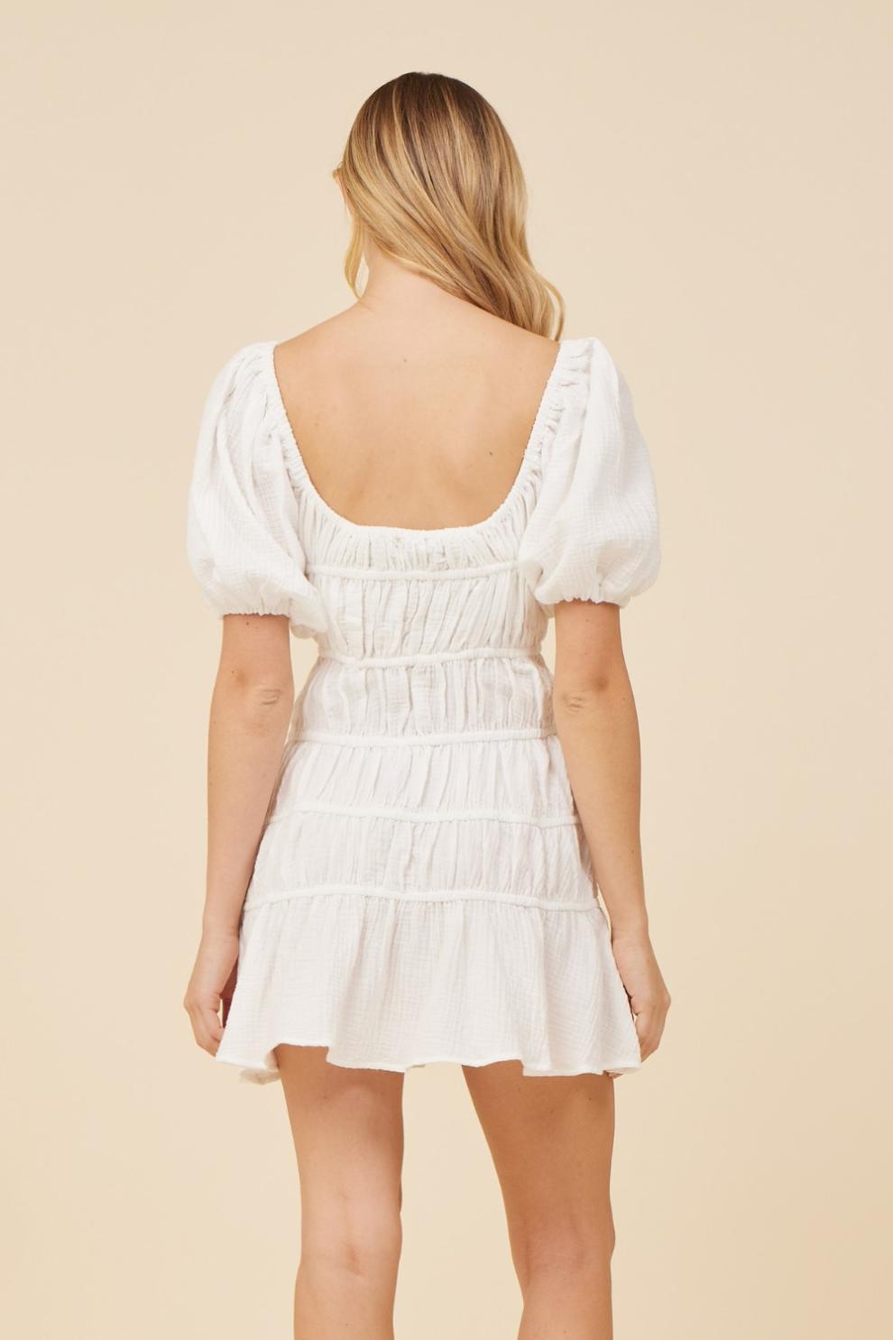 Vintage Havana Dresses | Women White Gauze W/ Jersey Combo Dress White