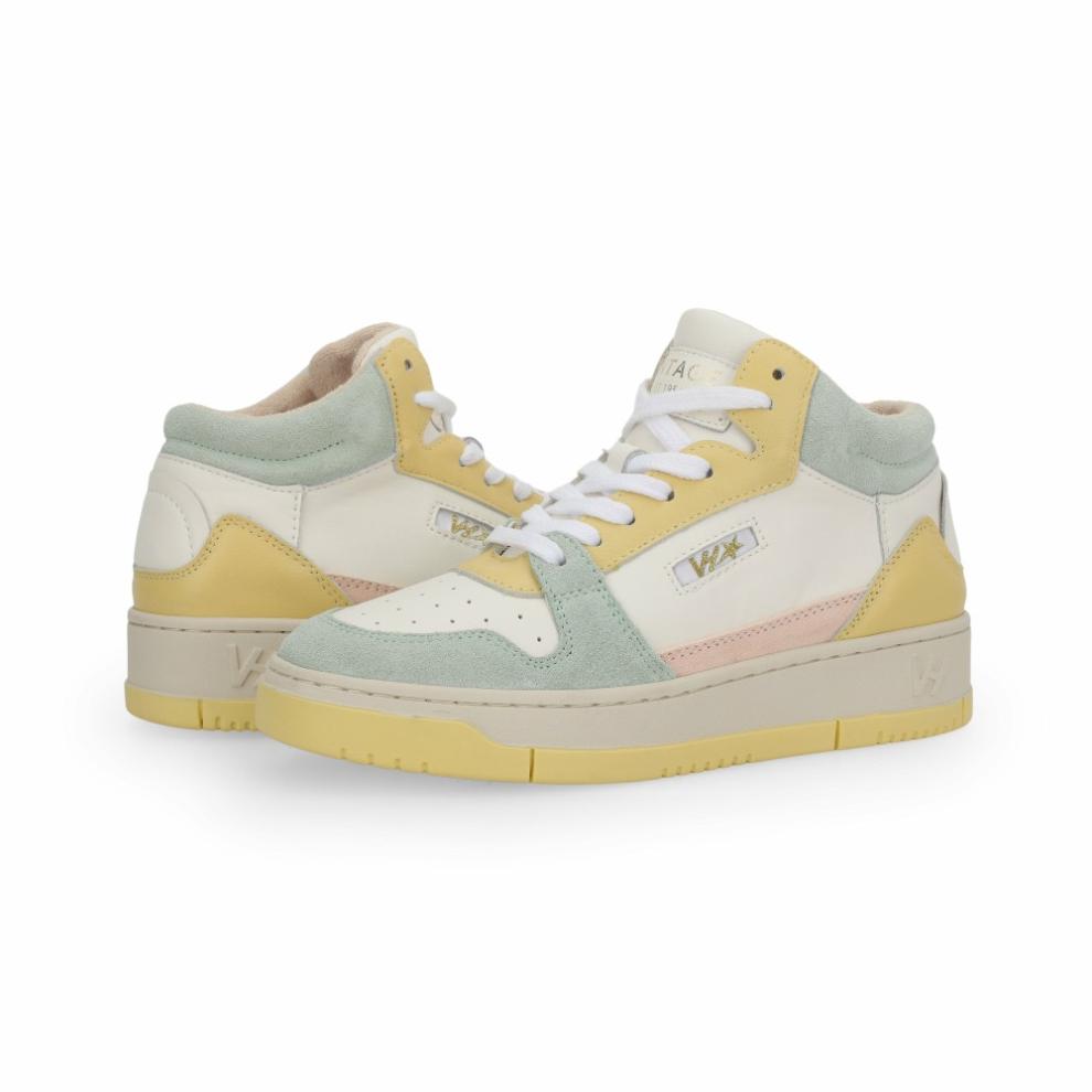 Vintage Havana High Tops | Women CELESTE 2 - WHITE PALE YELLOW MINT White Pale Yellow Mint
