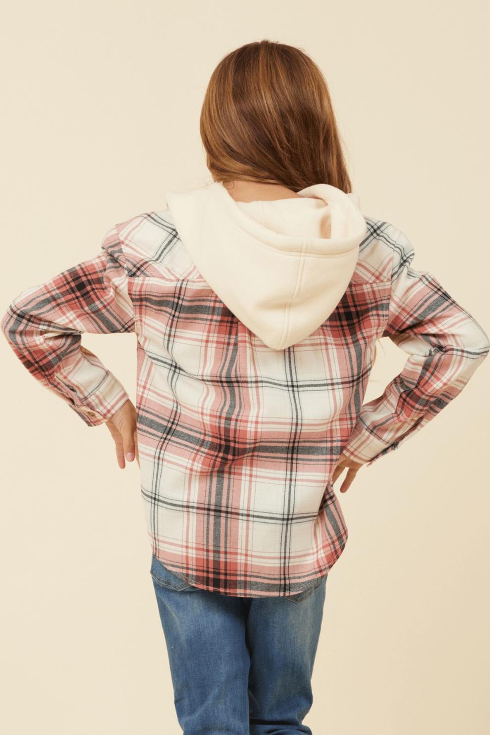 Vintage Havana Hoodies | Women Burgundy Plaid And Grey Button Up Hoodie Grey / Burgundy